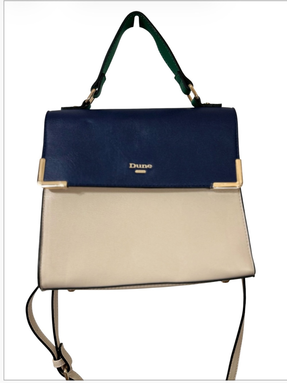 NEW Dune London Navy Cream Green color block Crossbody Bag gold hardware NBW